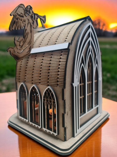 Presépio de Natal forma de igreja