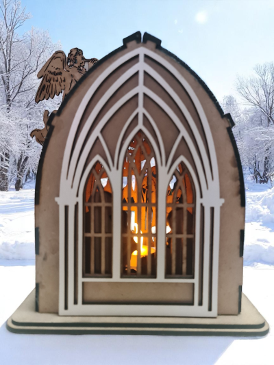 Presépio de Natal forma de igreja