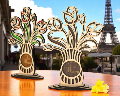 Vaso decorativo tulipas Dia da Mãe