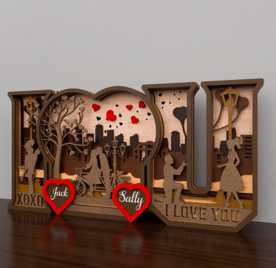 Quadro 3D de Multicamadas dia dos namorados