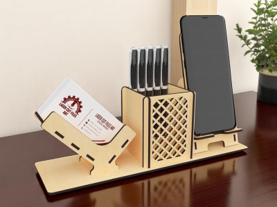 Organizador de secretária com suporte telemovel e cartões