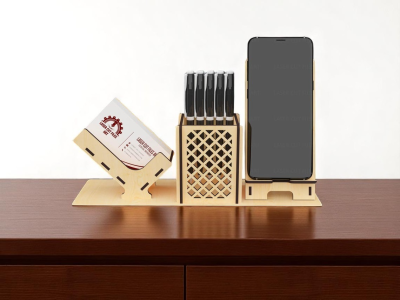 Organizador de secretária com suporte telemovel e cartões