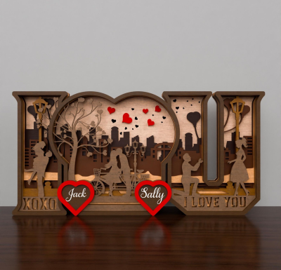 Quadro 3D de Multicamadas dia dos namorados