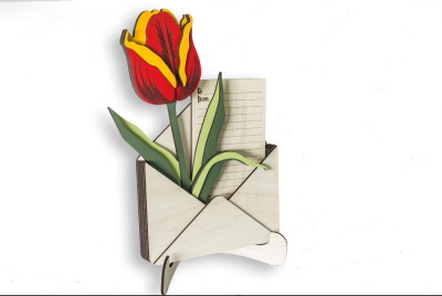 Carta com uma Tulipa artesanal