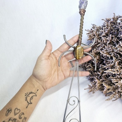 Athame Artesanal com Ametista e Olho de Tigre