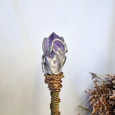 Athame Artesanal com Ametista e Olho de Tigre Athame Artesanal com Ametista e Olho de Tigre