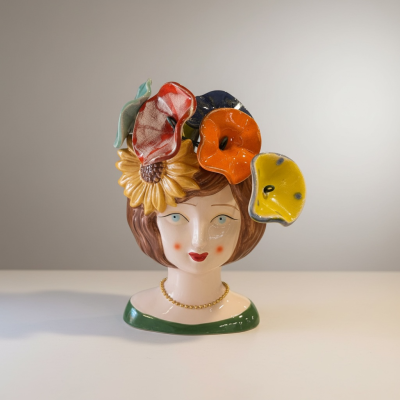 Jarra com flores cerâmica