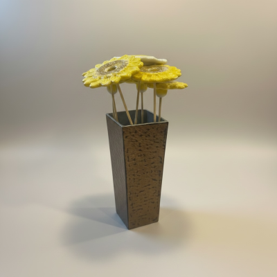 Jarra metal com 5 flores
