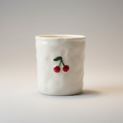 Vela Aromática em Copo de Cerâmica com Cerejas 🍒