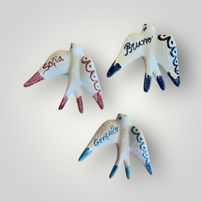 Andorinhas personalizada - cerâmica vidrada