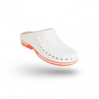 CLOG 01 com Palmilha Walksoft™ - LARANJA/BRANCAS
