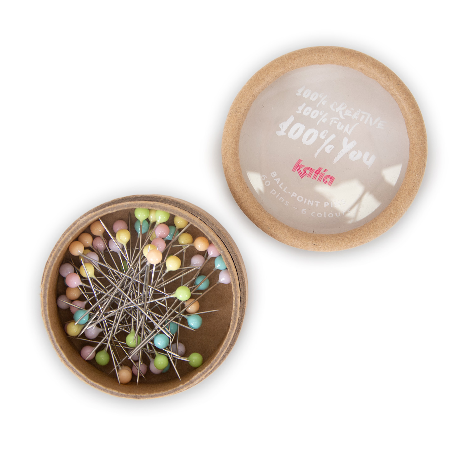 Caixa com 60 alfinetes de costura em 6 cores - Kátia