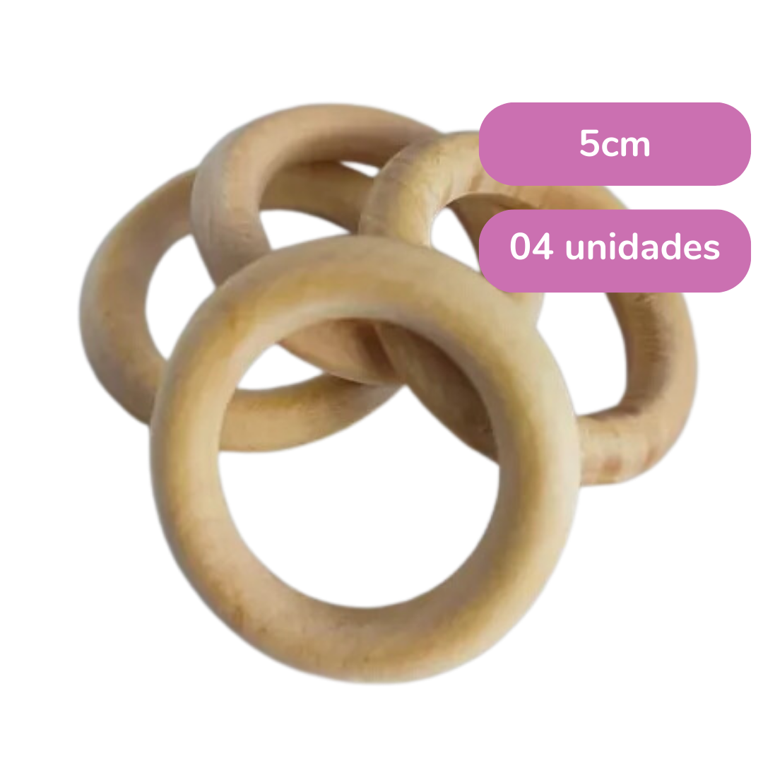 Argola de Madeira (5cm) - kit 4 Unidades