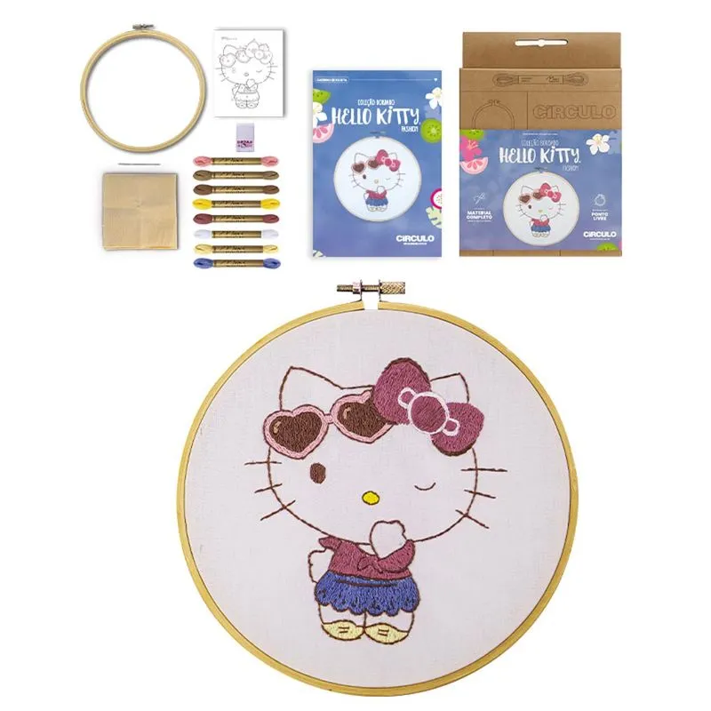 Kit Bordado Hello Kiiy Círculo - Fashion