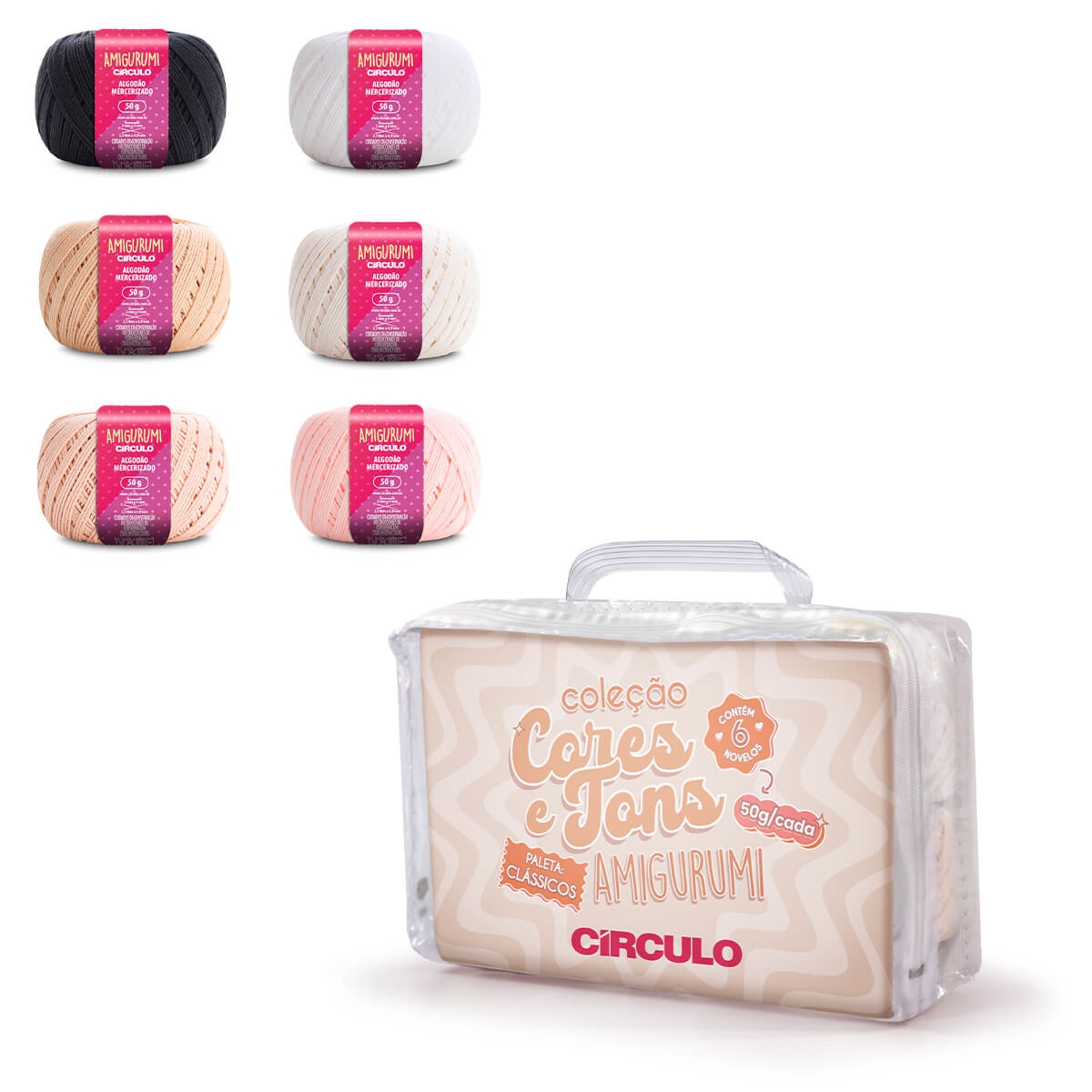 Kit  Linha Amigurumi Círculo - Coleção Cores e Tons - 02 (Clássicos)
