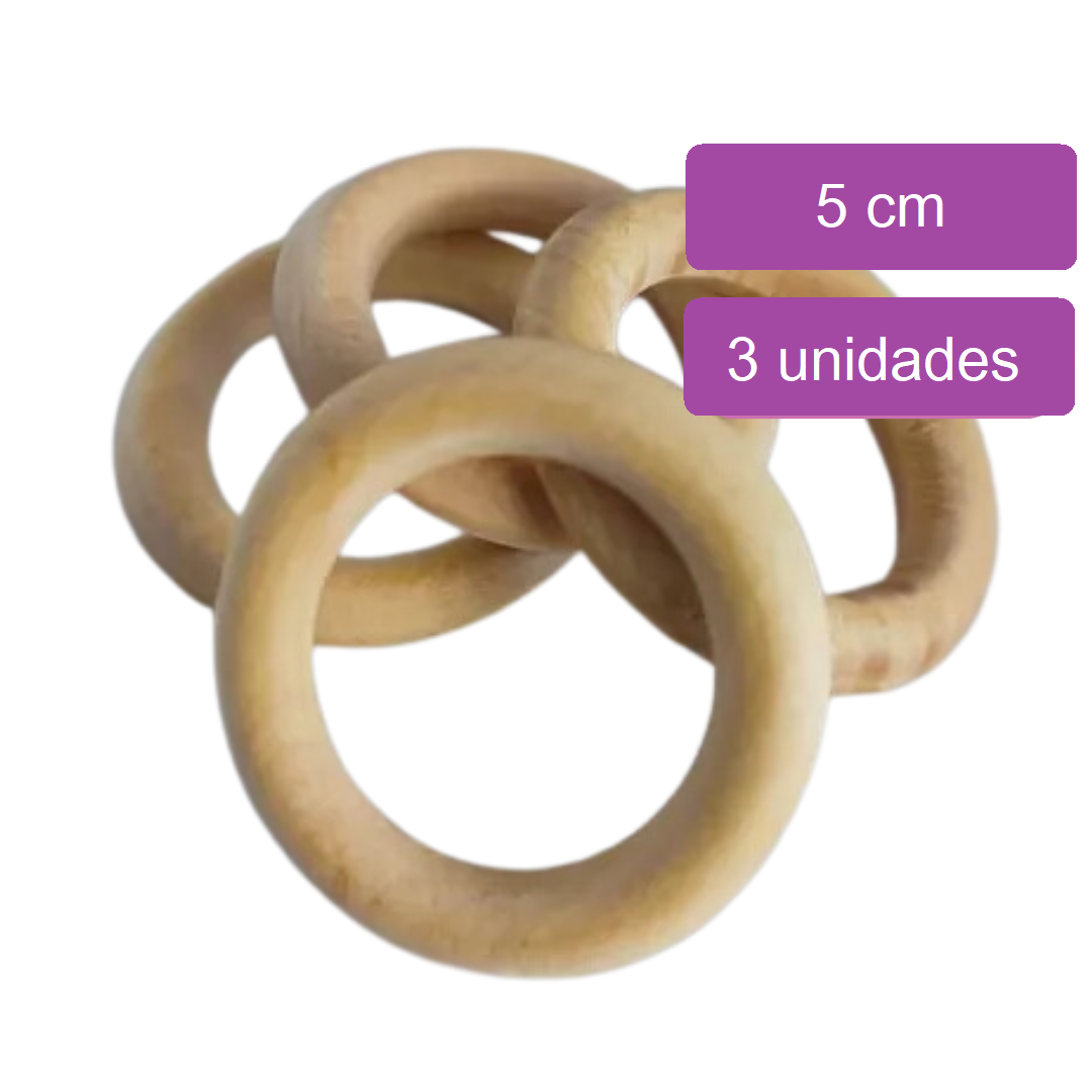 Argola de Madeira (5cm) - kit 3 Unidades