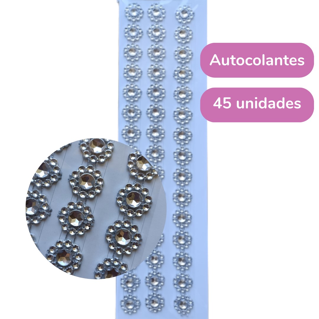 Cartela De Adesivo Flor Prateada (8mm)