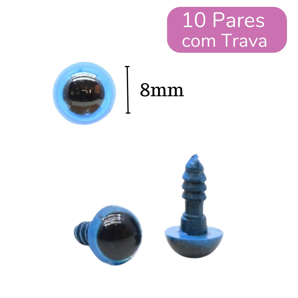 Olho Acrílico com Trava - Círculo Nº 08 Azul