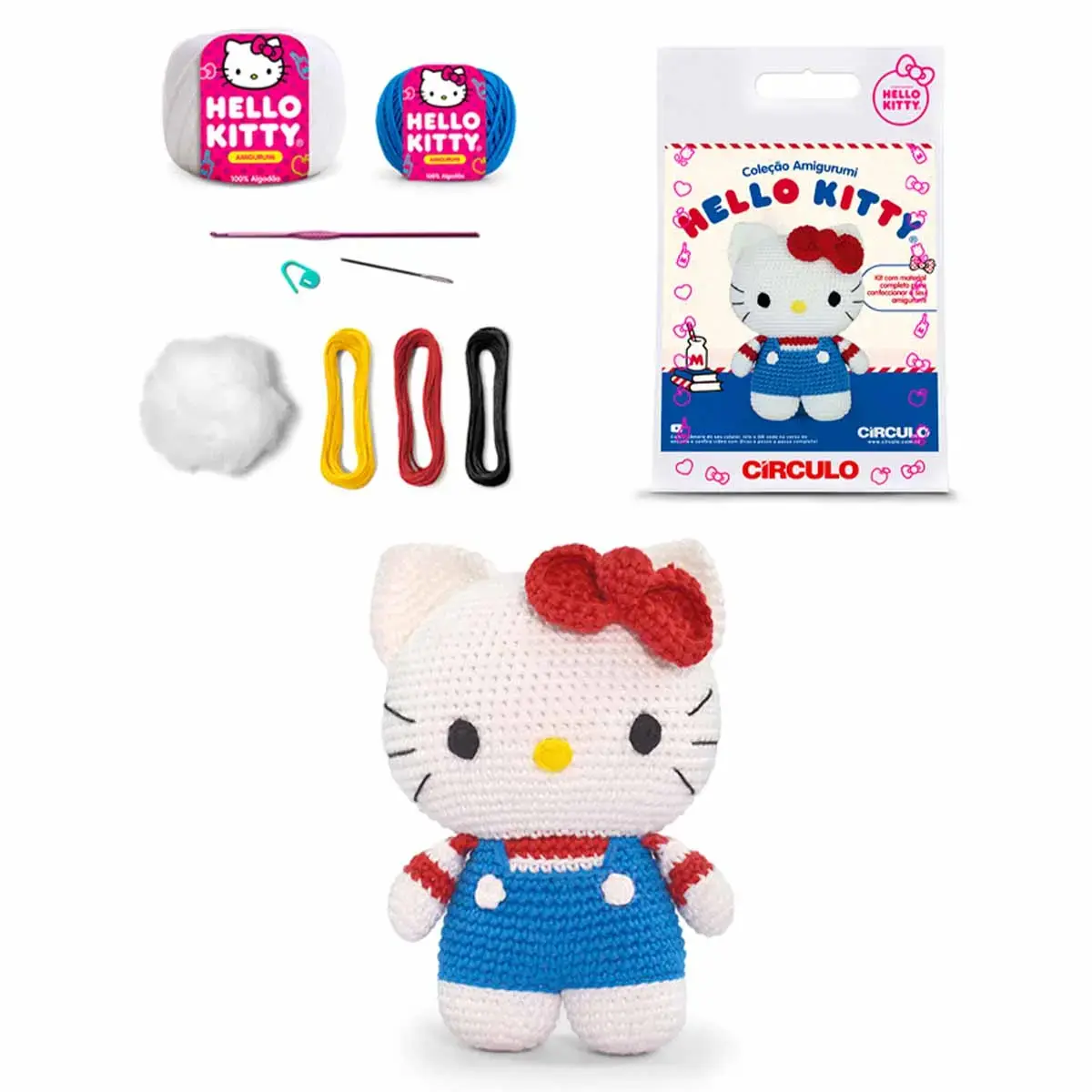 Kit Amigurumi Hello Kitty Círculo - Blusa Listrada