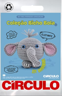 Kit Meu Primeiro Amigurumi Círculo - Coleção Bicho Bola  (Elefante)