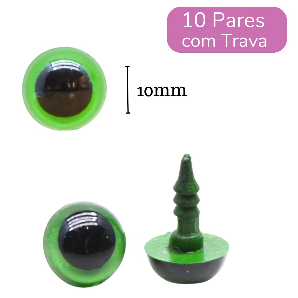 Olho Acrílico com Trava - Círculo Nº 10 Verde