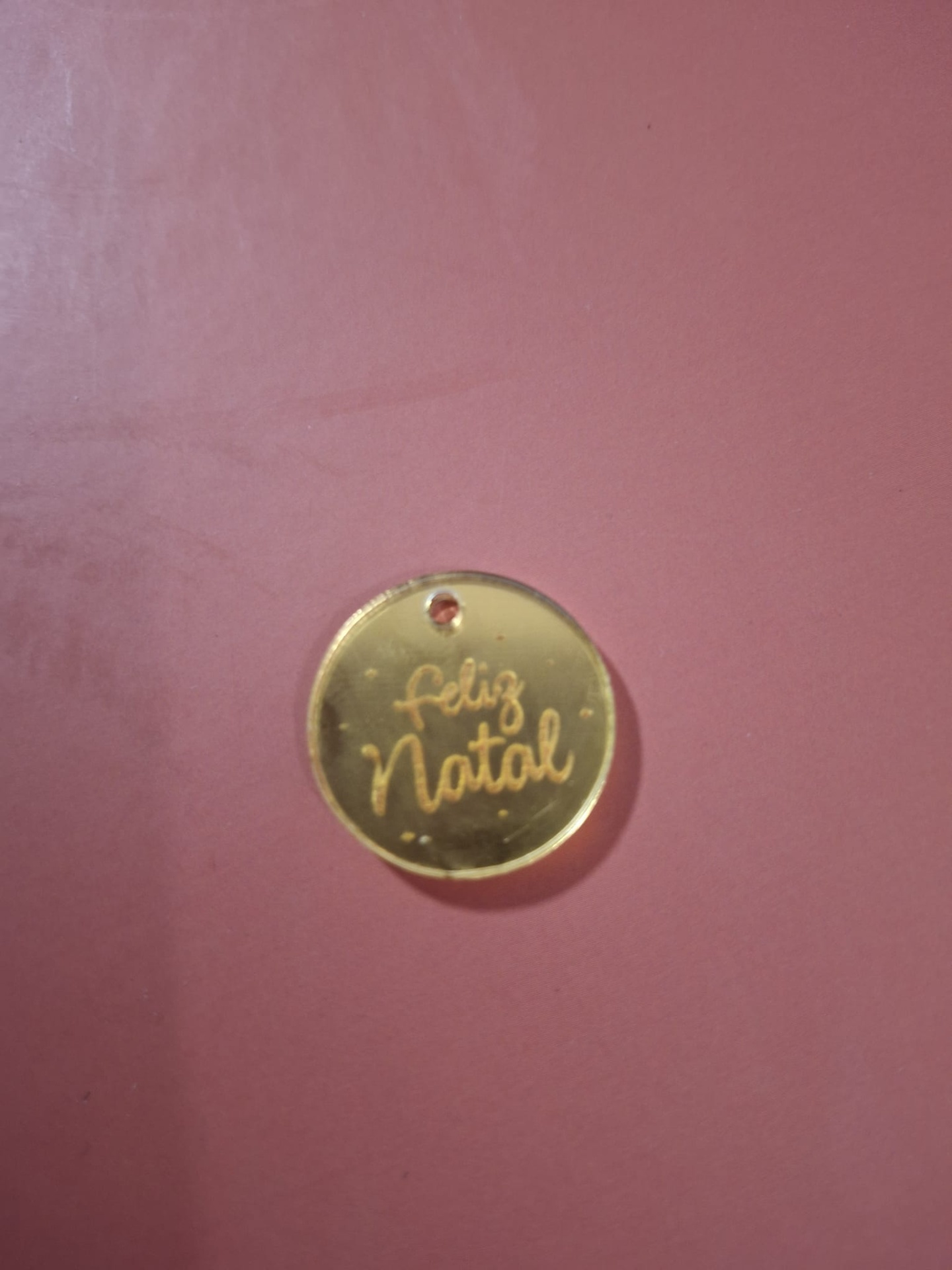 Tag Acrilica - Feliz Natal  (Dourada)