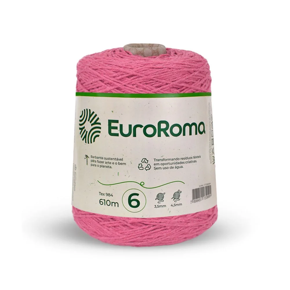 Barbante 6 Euroroma Colorido 600g - Rosa