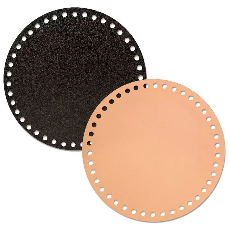 Fundo de Couro Sintético Redondo para Bolsa de Crochê 16cm (Bege)- Círculo