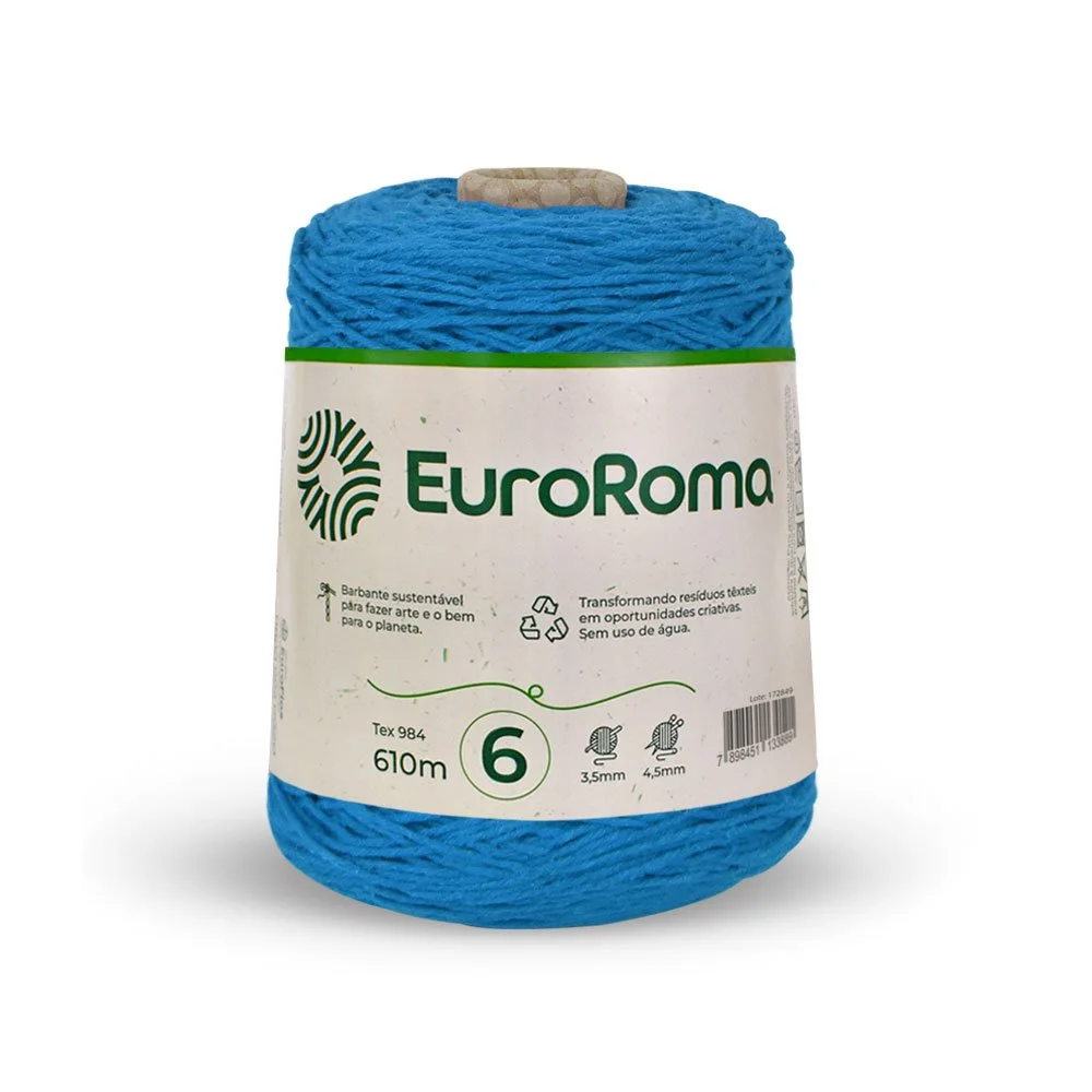 Barbante 6 Euroroma Colorido 600g -  Azul Piscina