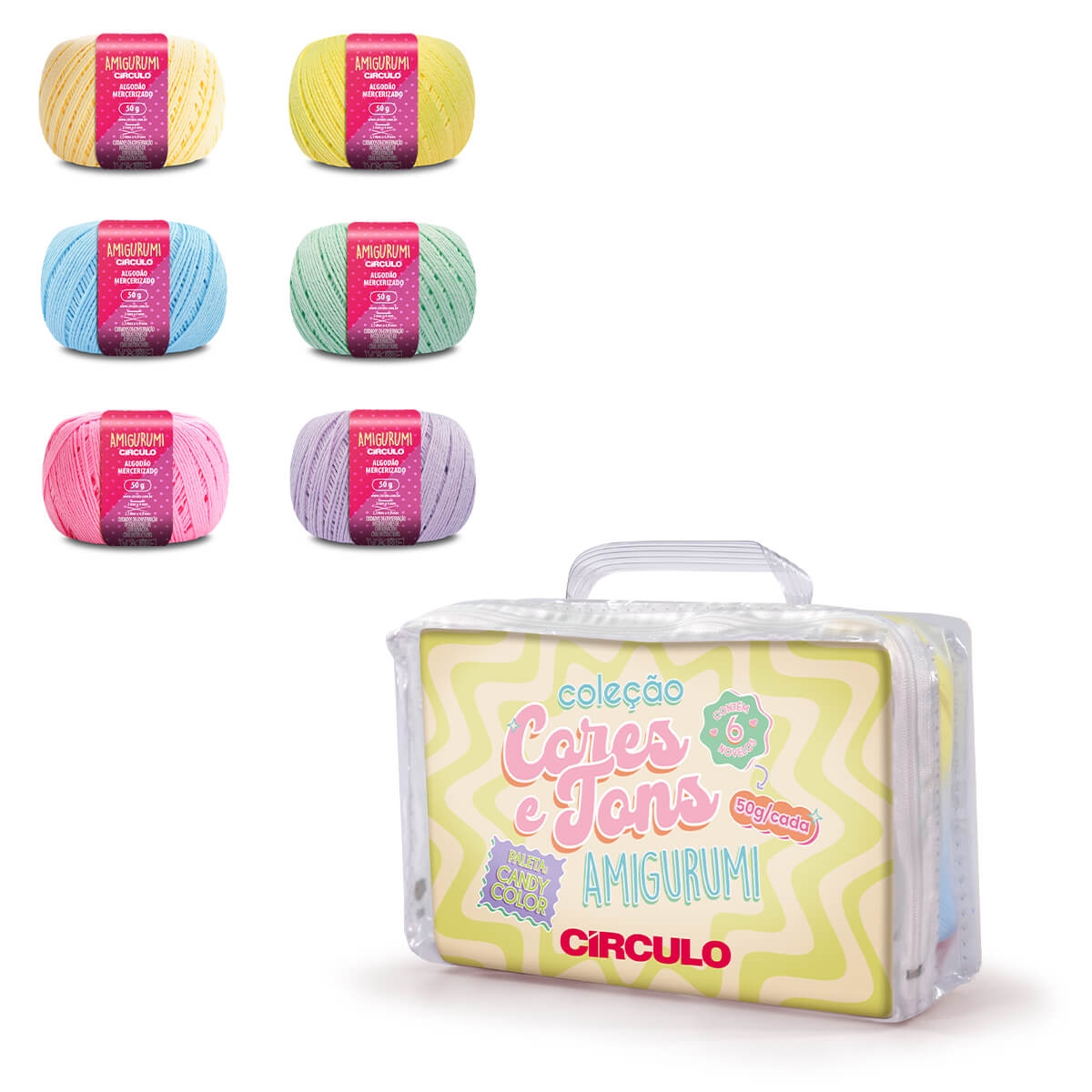 Kit  Linha Amigurumi Círculo - Coleção Cores e Tons - 03 (Candy Color)