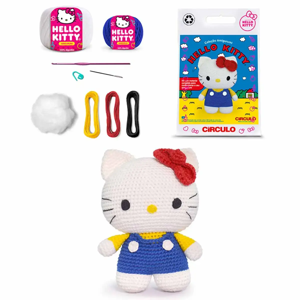 Kit Amigurumi Hello Kitty Círculo - Blusa Amarela