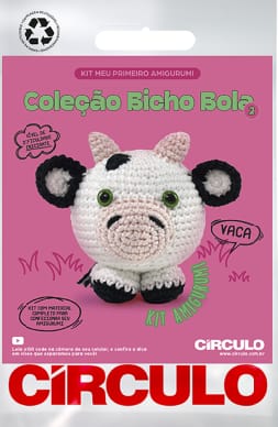 Kit Meu Primeiro Amigurumi Círculo - Coleção Bicho Bola  (Vaca)