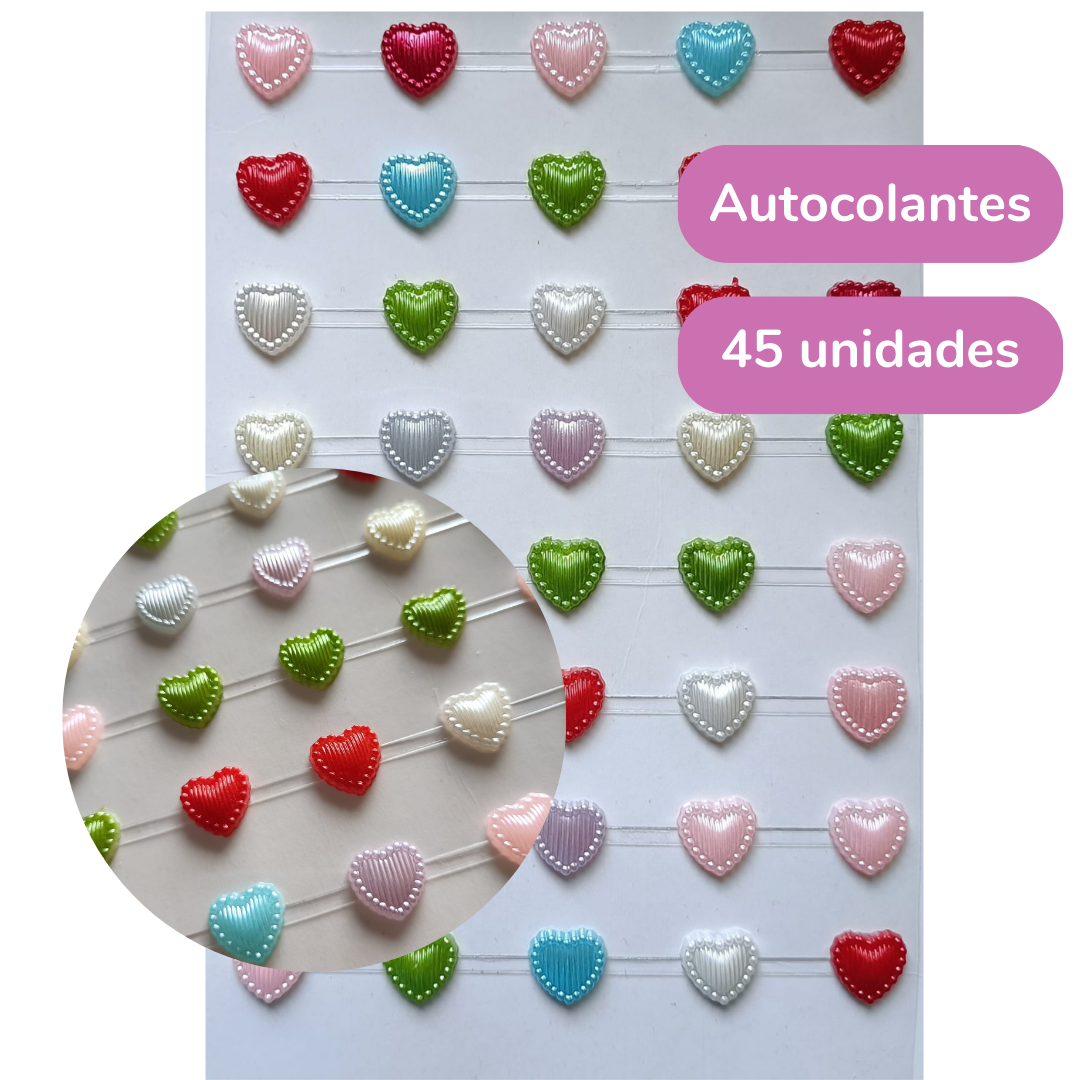Cartela de Adesivos Mini Corações (10mm)