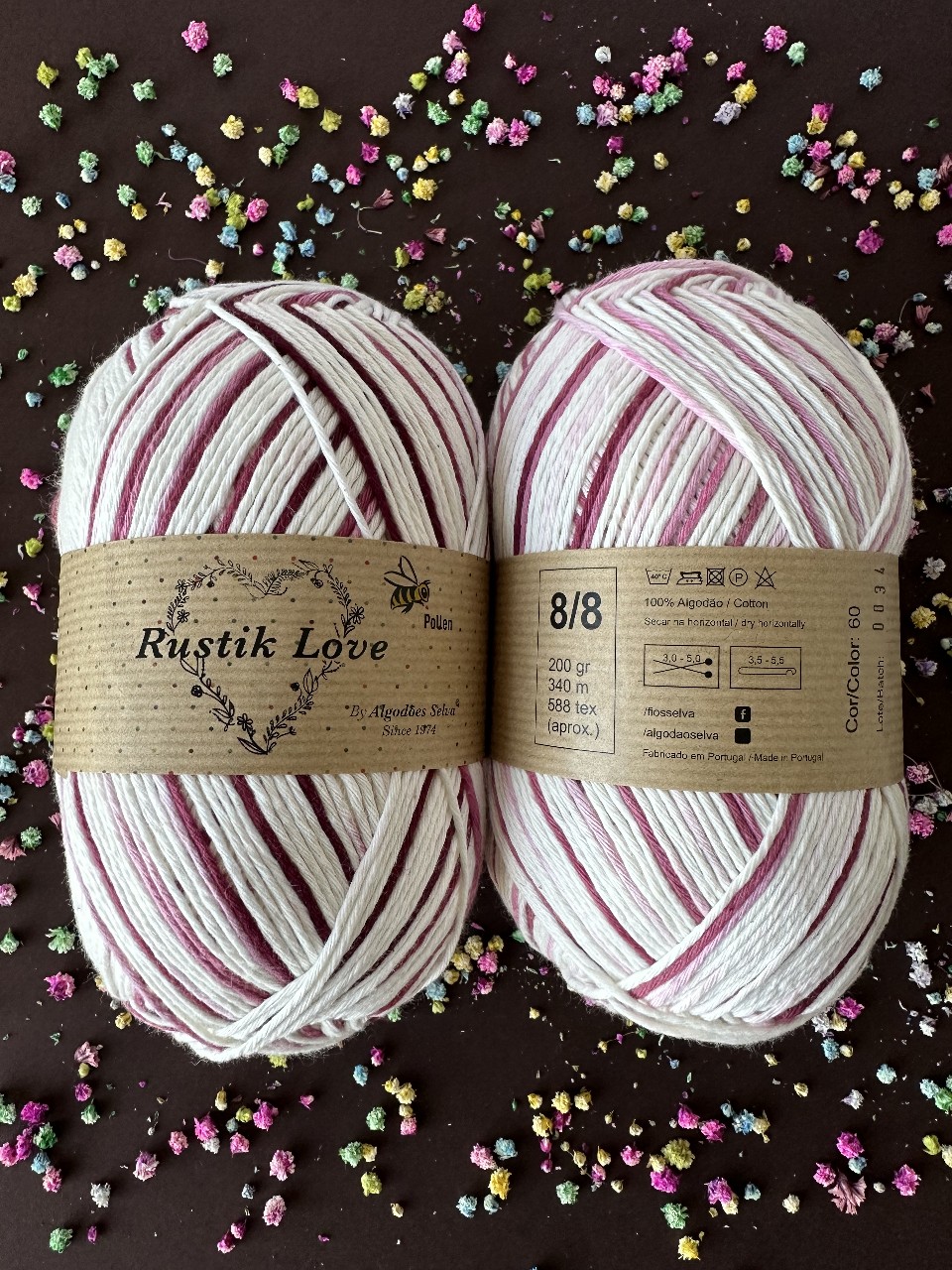 Cor 60 Rustik Love Pollen 200g 8/8 (Meio Branco com Mesclado Rosa e Bordô)