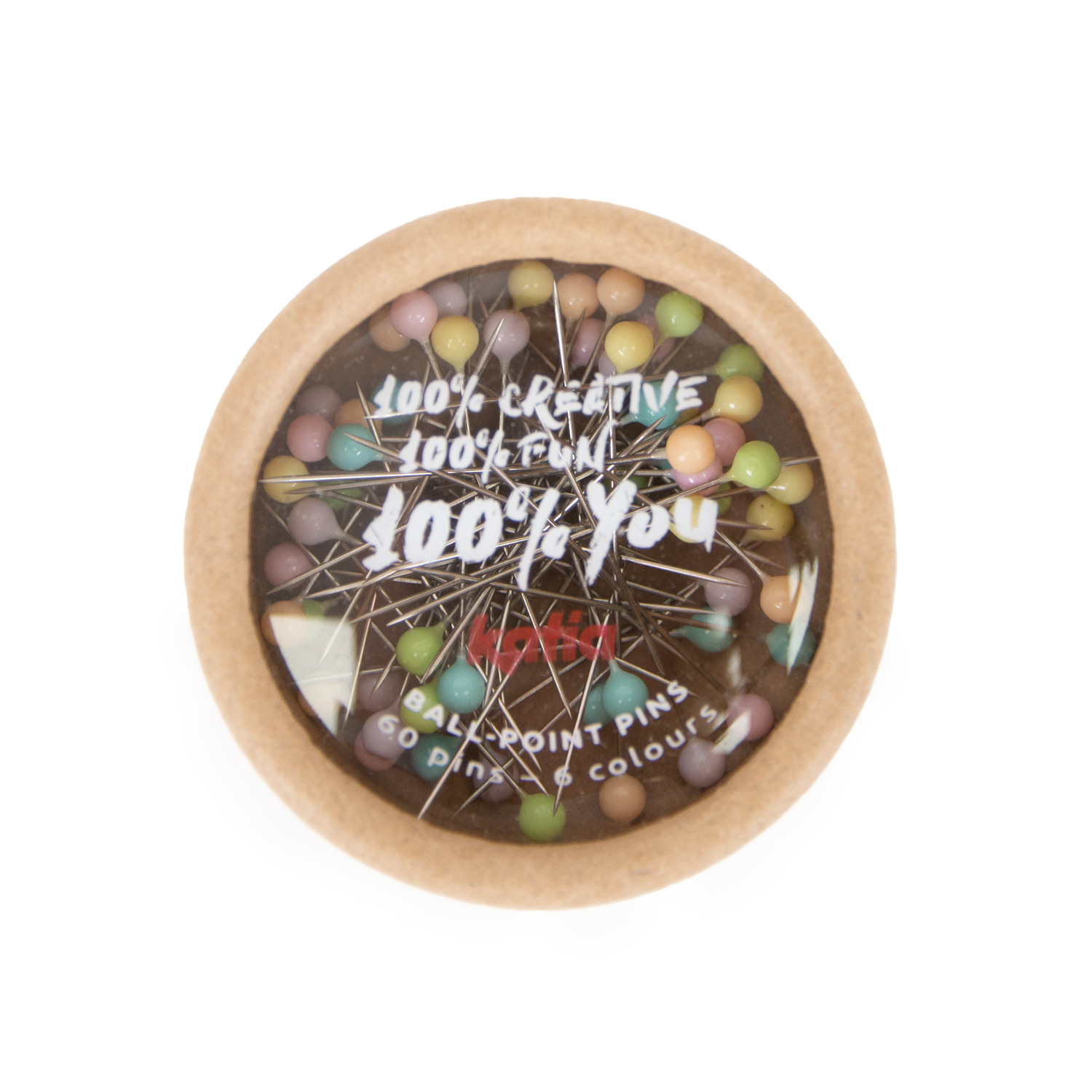 Caixa com 60 alfinetes de costura em 6 cores - Kátia