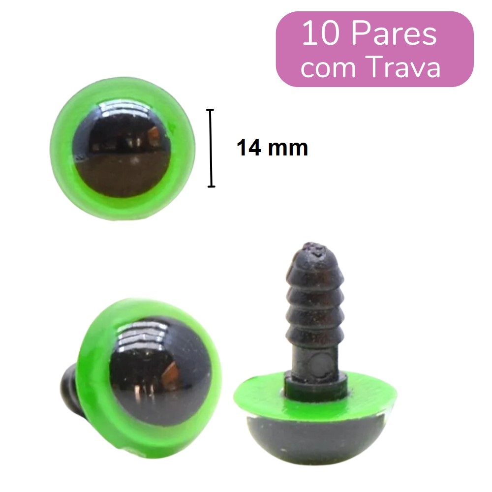Olho Acrílico com Trava - Círculo Nº 14 Verde