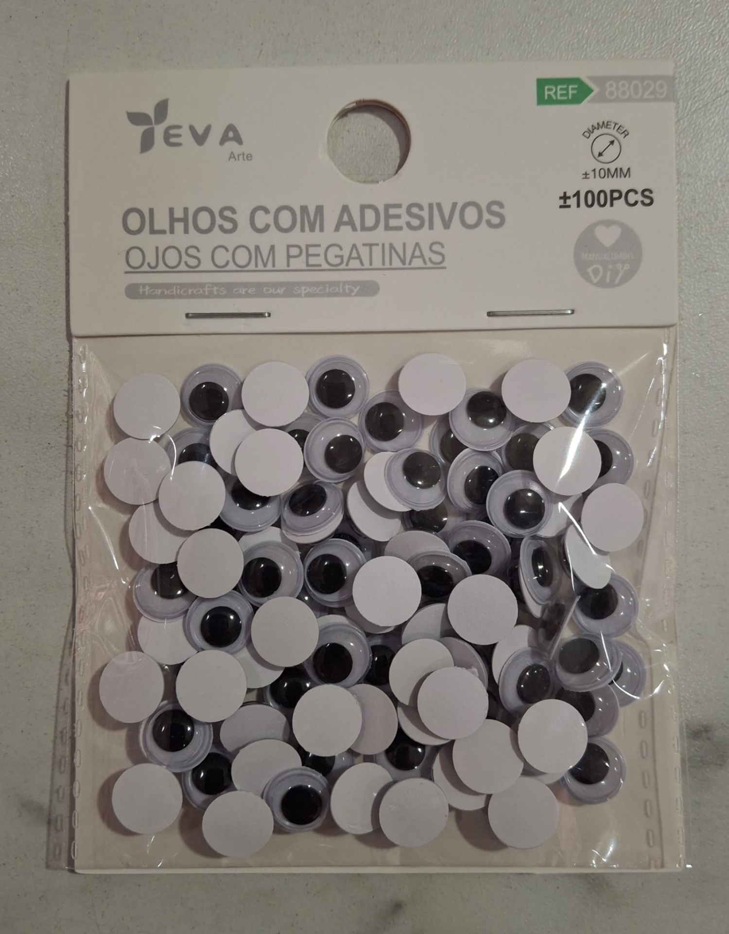 Olho  com adesivos - 10mm  Preto