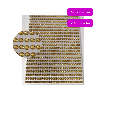 Cartela de Adesivos de Lantejoulas Dourada (3mm)