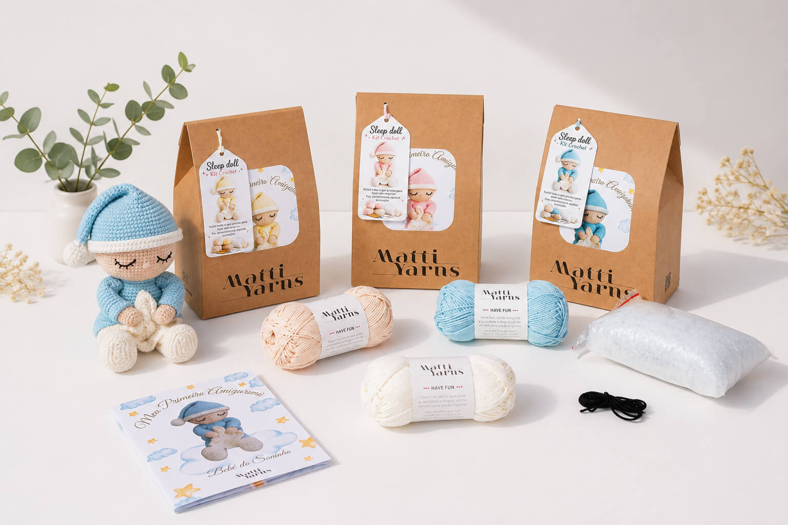 Kit Bebé Soninho Matti Yarns - Cor Rosa