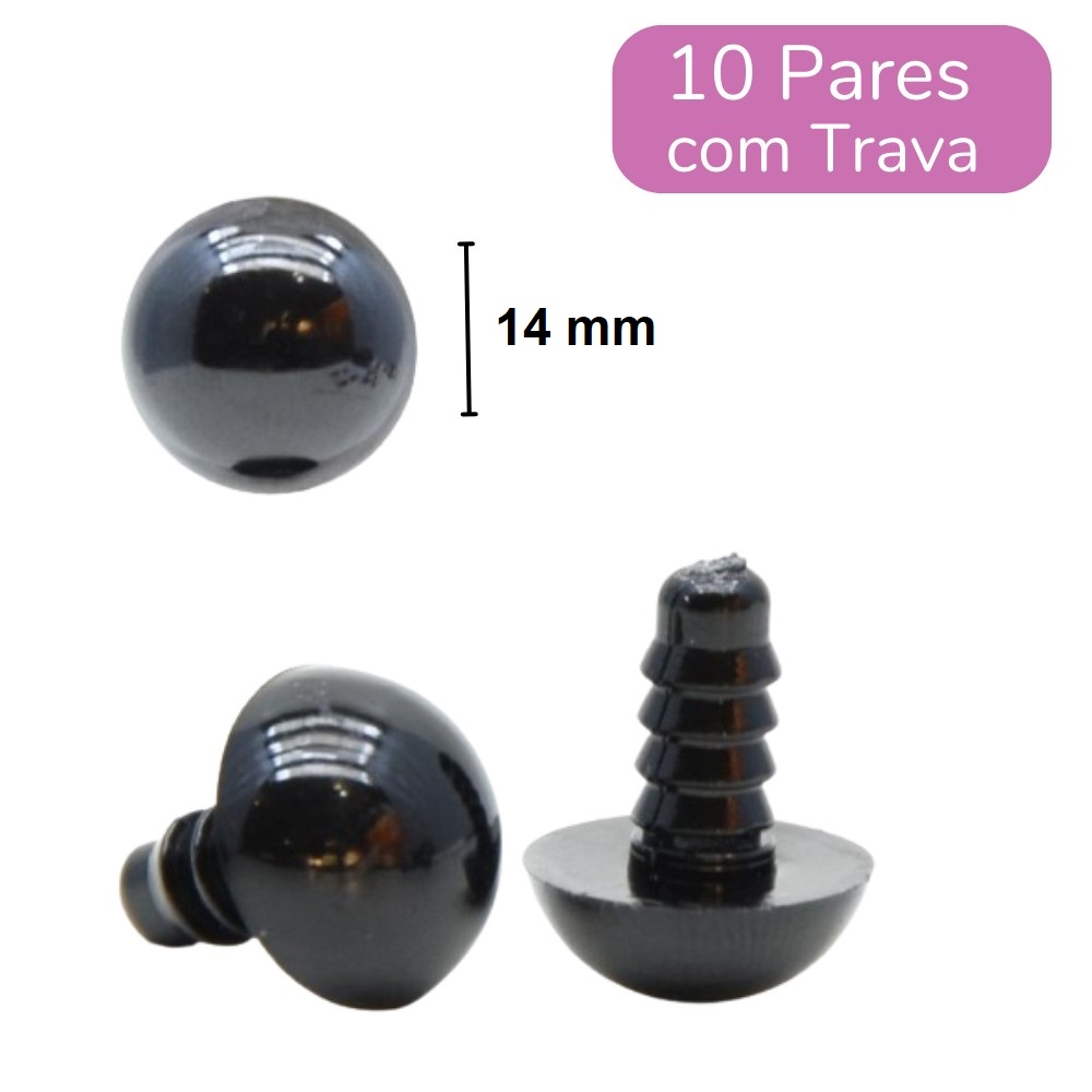 Olho Acrílico com Trava - Círculo Nº 14 Preto