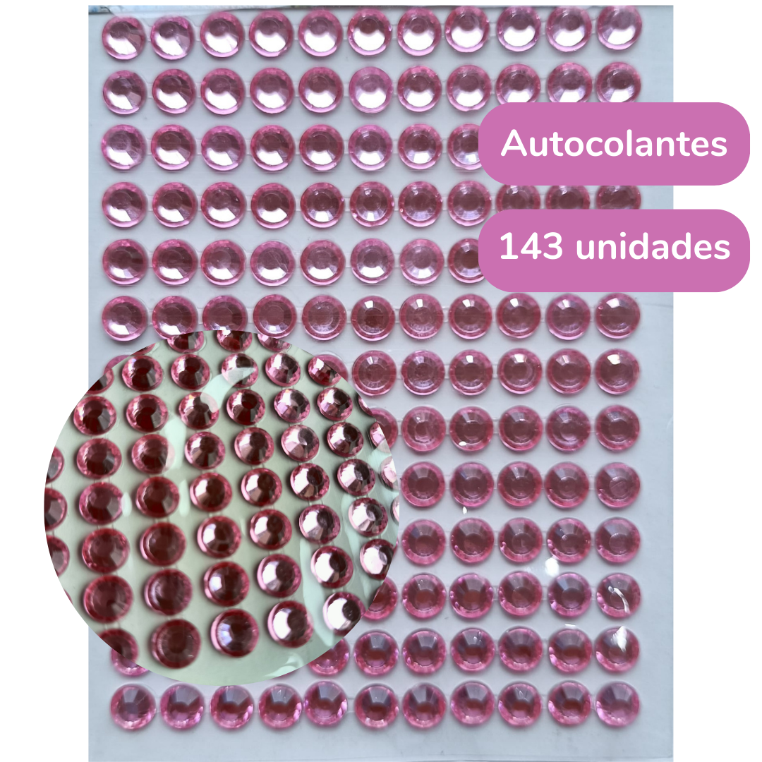 Cartela de Adesivos de Lantejoulas Rosa  (6mm)