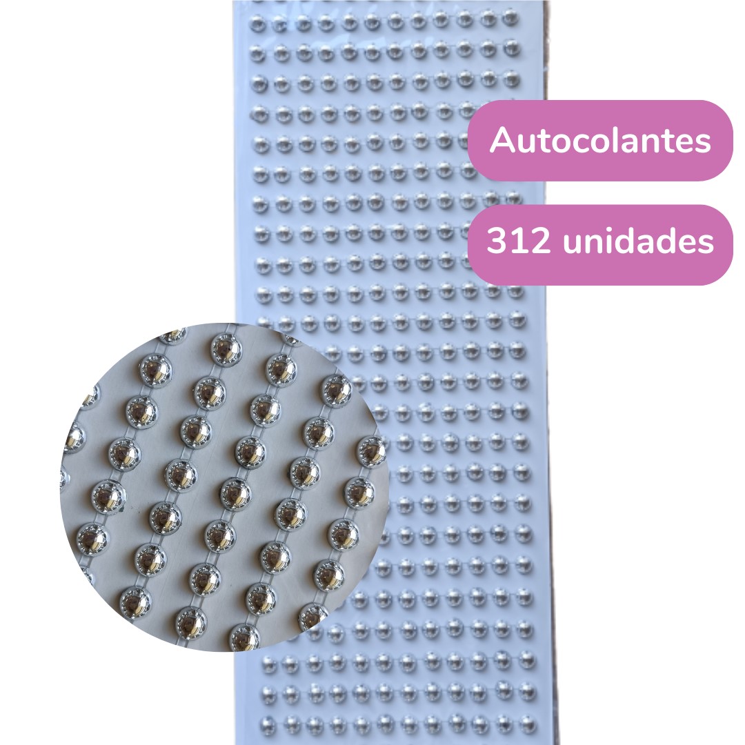 Cartela de Adesivos Meia Perola Prateada (6mm)