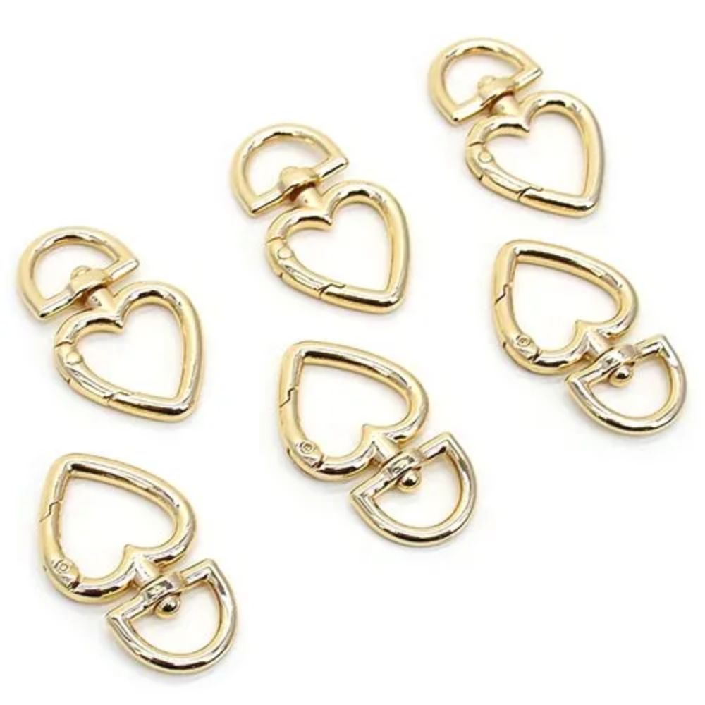 Mosquetão Coração  Dourado 4,6 x 2,6cm - 6 unidades  - Círculo