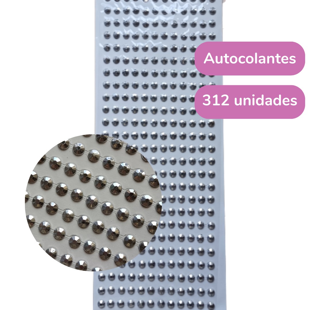 Cartela de Adesivos de Lantejoulas Prateada (6mm)
