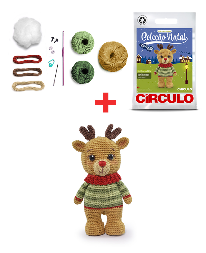Kit Amigurumi Natal Círculo - Rena Rubi