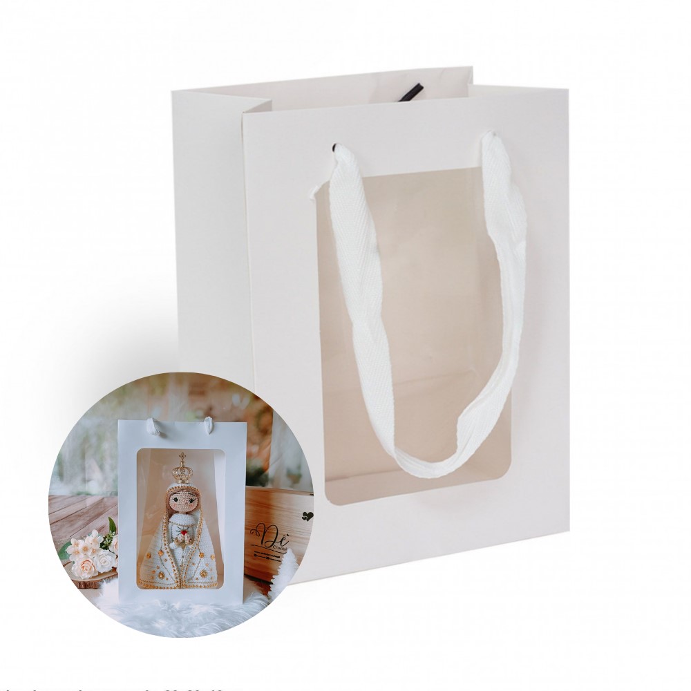 Saco Presente Branco com Janela - (alt. 30 x larg.20cm)