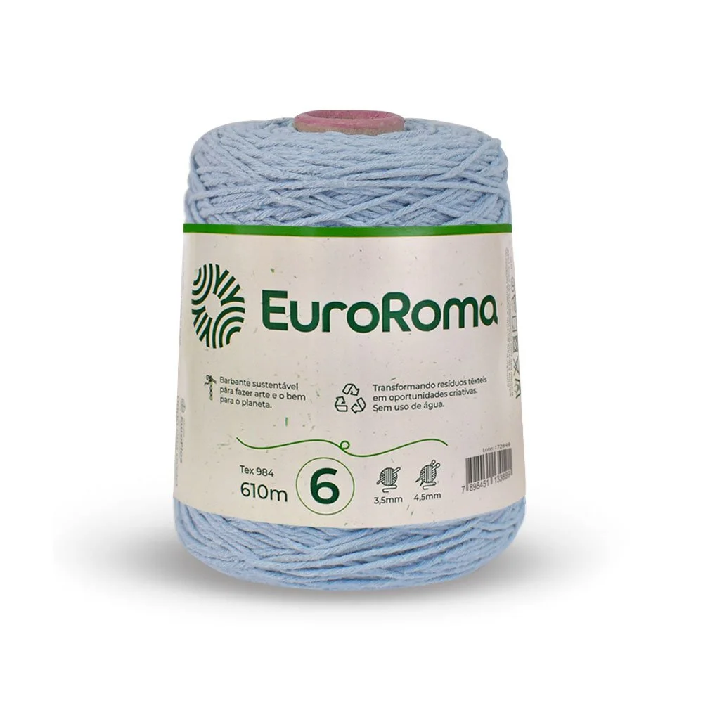 Barbante 6 Euroroma Colorido 600g -  Azul Bebe