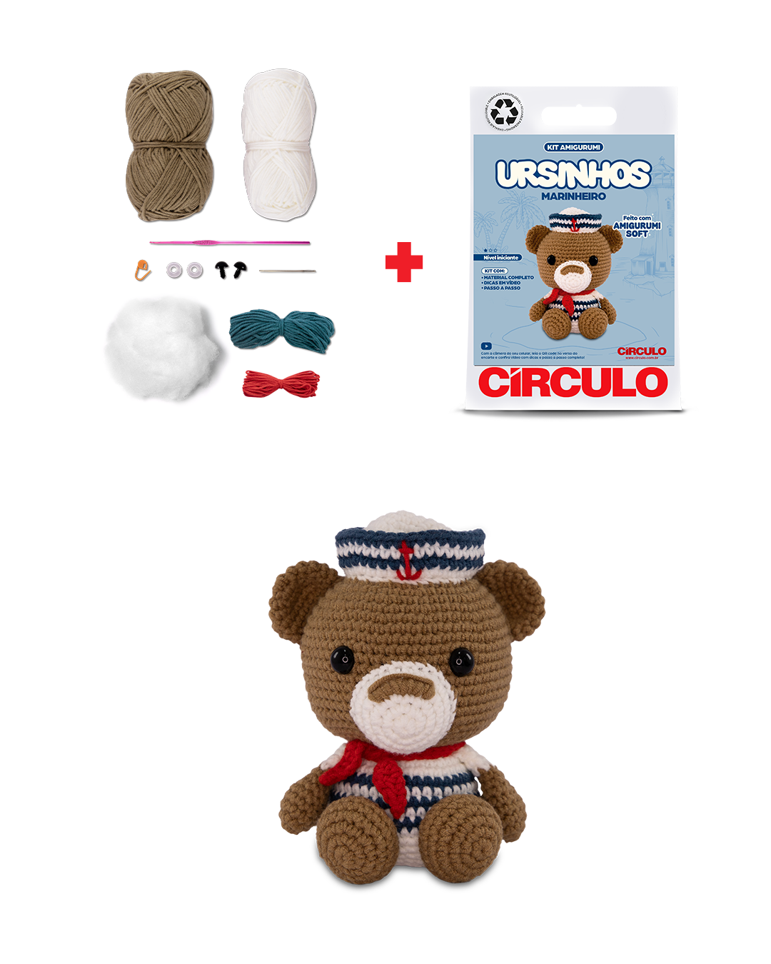 Kit  Amigurumi  Ursinho Círculo - Capitain