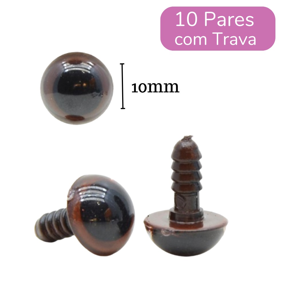Olho Acrílico com Trava - Círculo Nº 10 Castanho