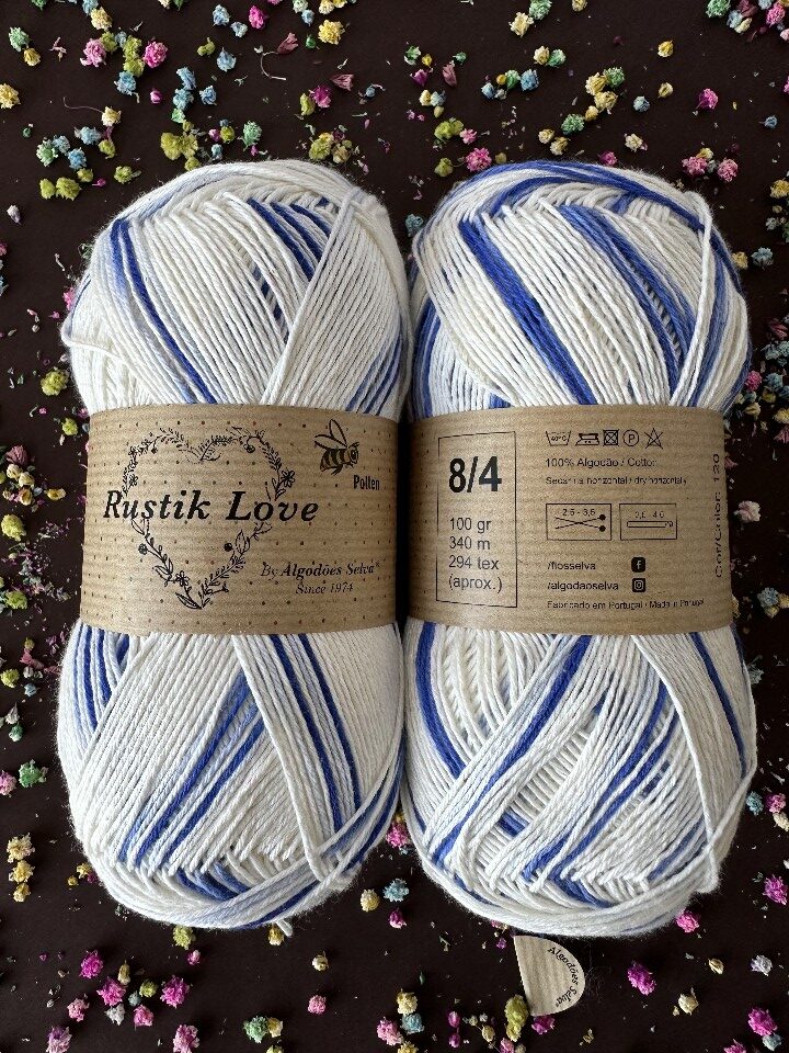 Cor 120 Rustik Love Pollen 100g 8/4(Meio Branco e Azul Royal)